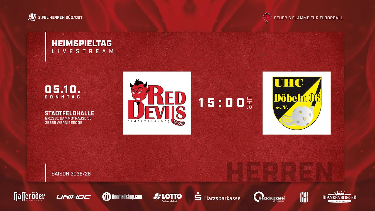 2. FBL Herren  - Red Devils Wernigerode vs. UHC Döbeln 06 - 15:00 Uhr
