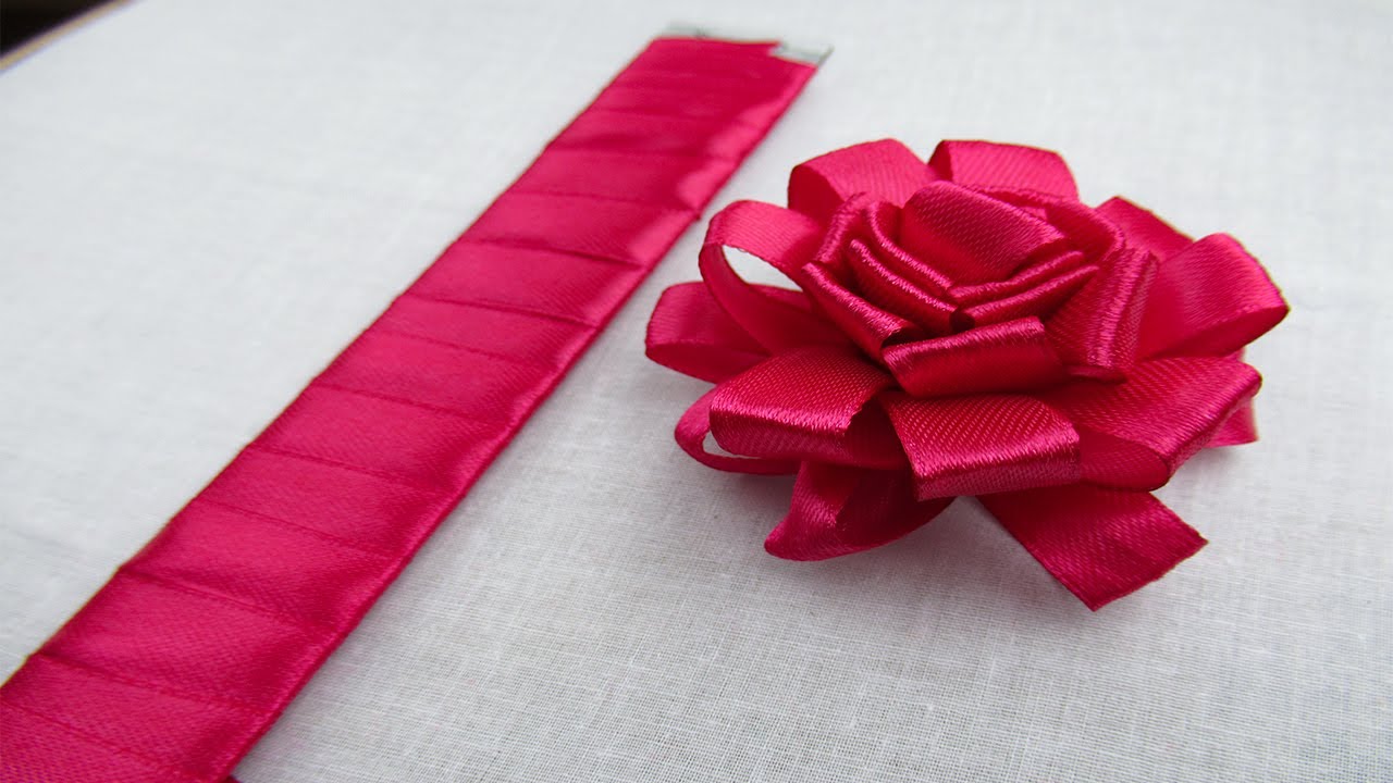 Amazing Ribbon Flower Making Idea, Ribbon Flower Making Trick with Scale, Hand Embroidery