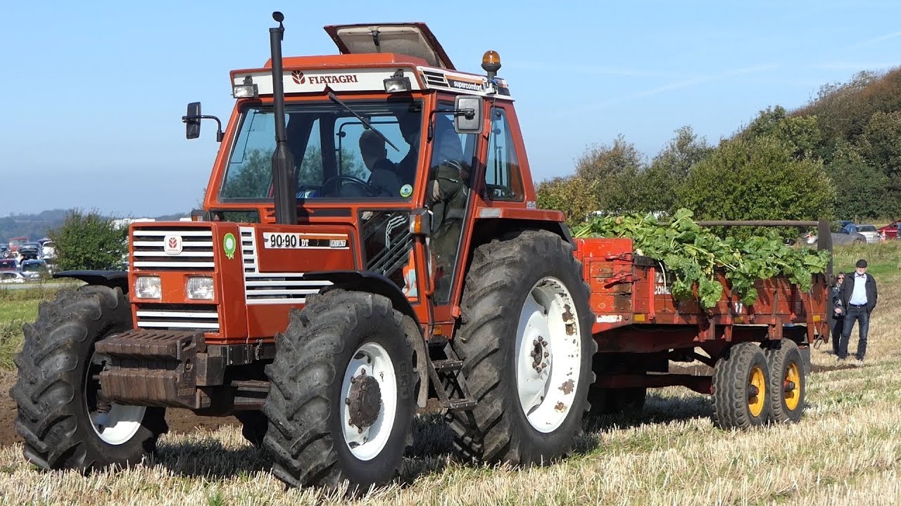 Fiat 90-90 DT Spreading Sugarbeet Tops before it gets Plowed | Danish Agriculture