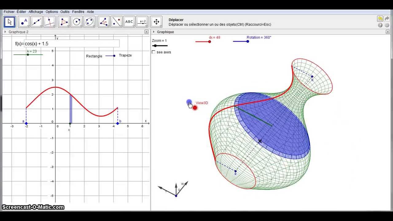 Solids by function of revolution (Geogebra 4.2)