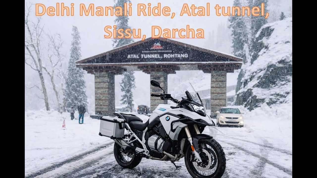 Delhi to Manali, Do nothing ride. January snowfall #manalisnow #manali #snow #bike #ride