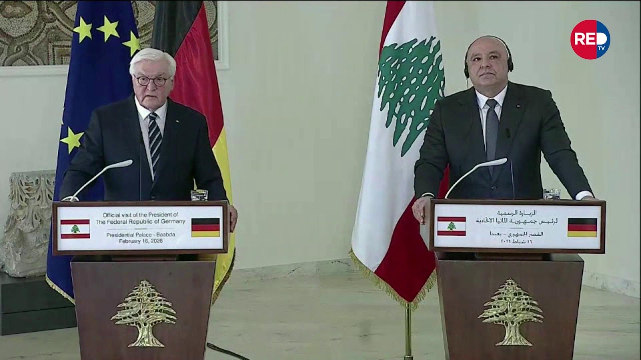 مؤتمر صحافي مشترك للرئيسين اللبناني والالماني في بعبدا
