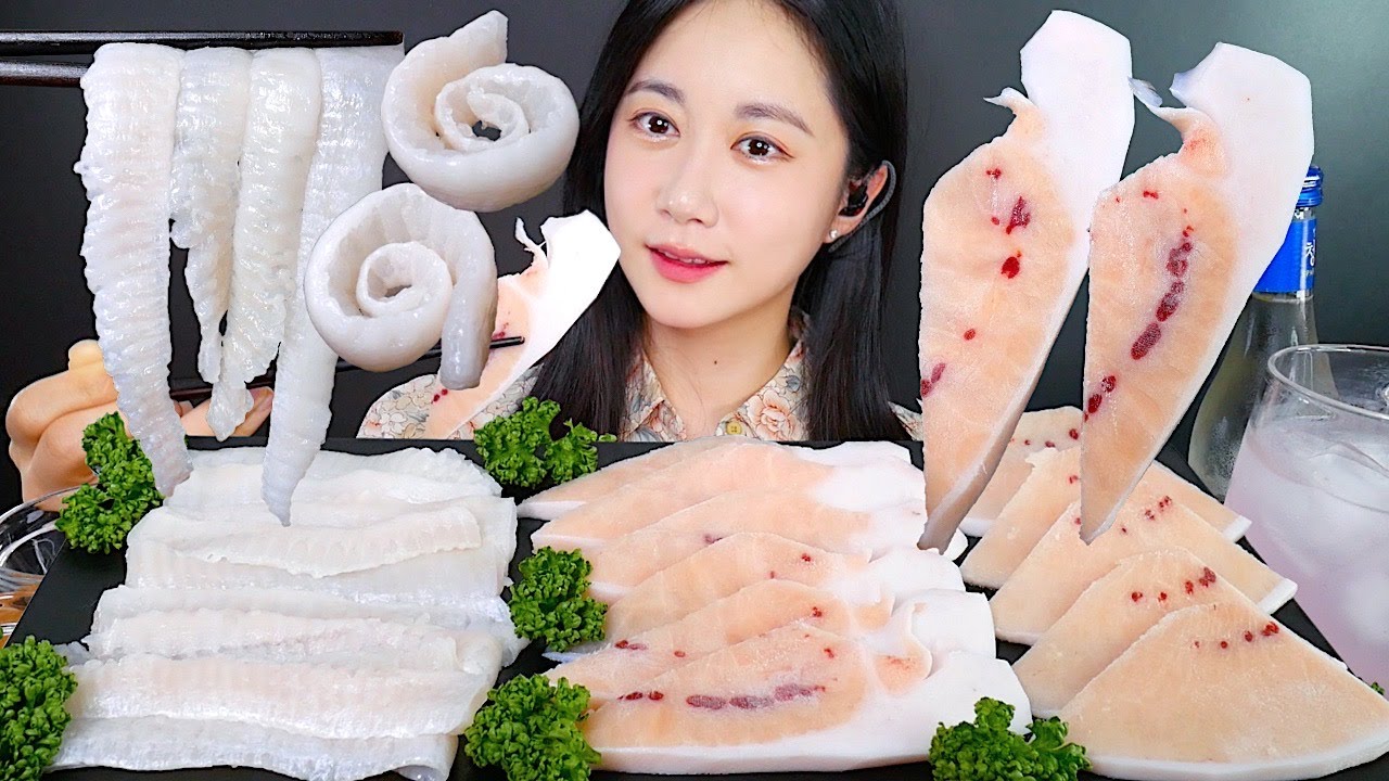 ASMR MUKBANG | Сашими Рыбы-Меч И Сашими Из Плавников Камбалы✨ Два Меню, Которые Я Люблю!💕 | eating