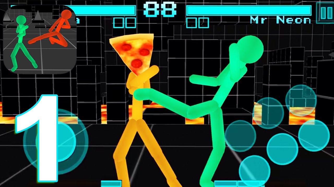 Stickman Fight Neon Warriors Gameplay Walkthrough Part 1 (IOS/Android)