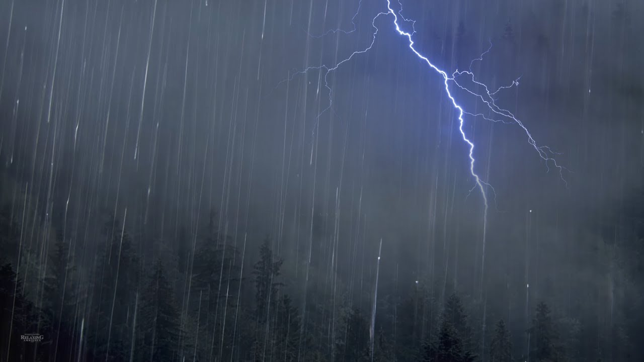 Heavy Rain and Thunder Foggy Mountains | Help Study, Meditation, PTSD, Insomnia