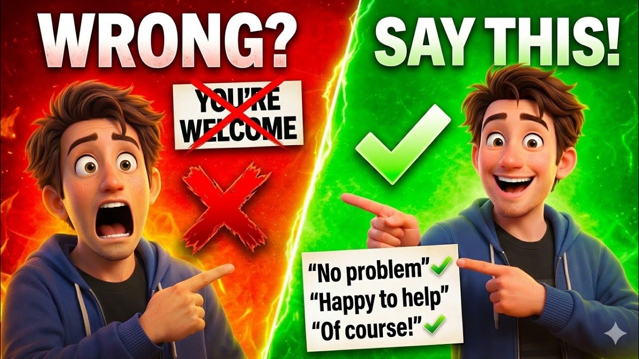 🛑Stop saying YOU'RE WELCOME!😒😂 (Say this instead)✅✅|#english #china india #europe #america#asia