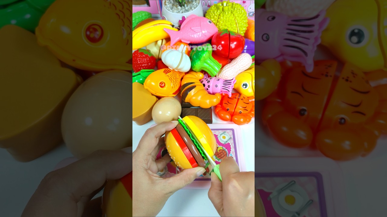 Kitchen Cutting Fruits & Vegetables Set Toys, Satisfying With Unboxing ASMR Videos