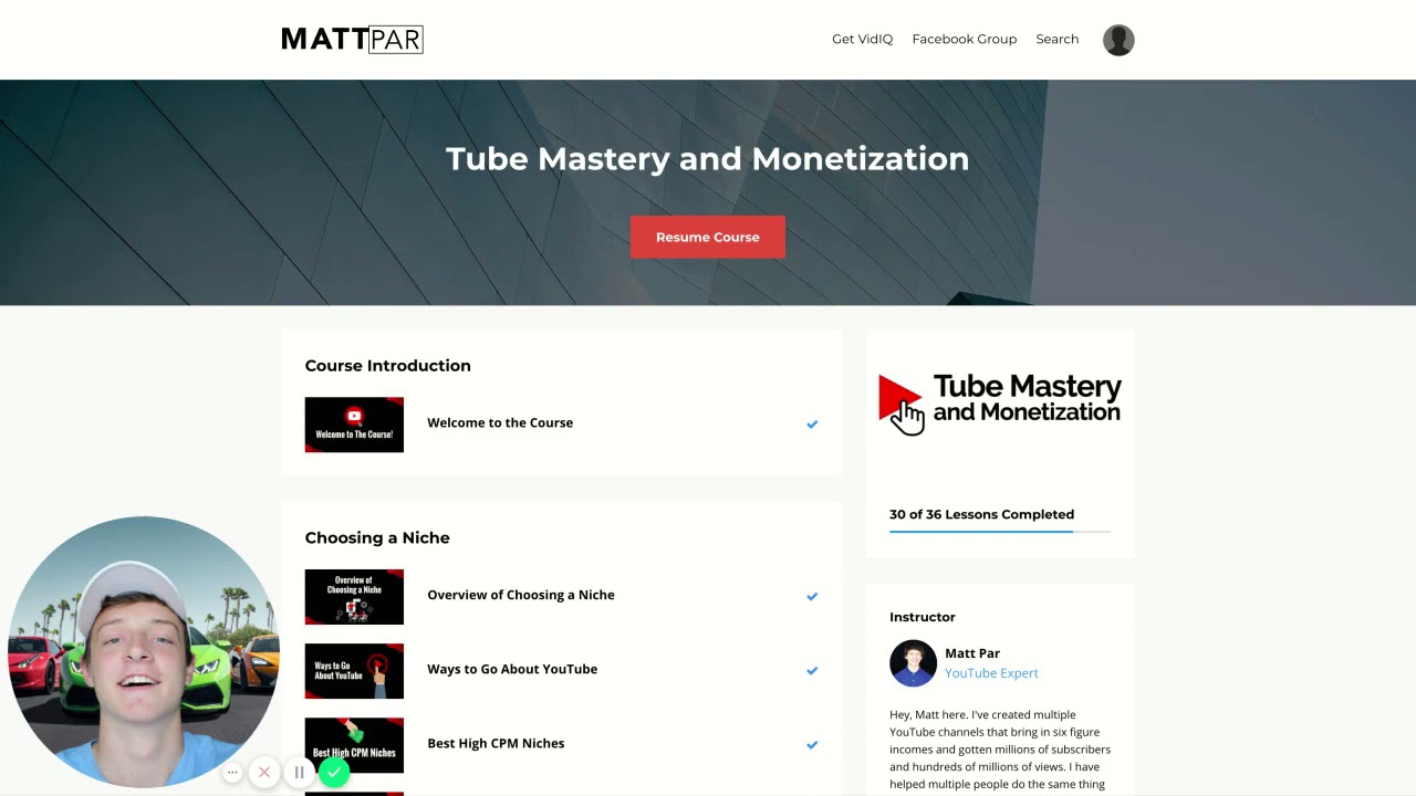 Look Inside Tube Mastery And Monetization Matt Par Course Review + Bonuses