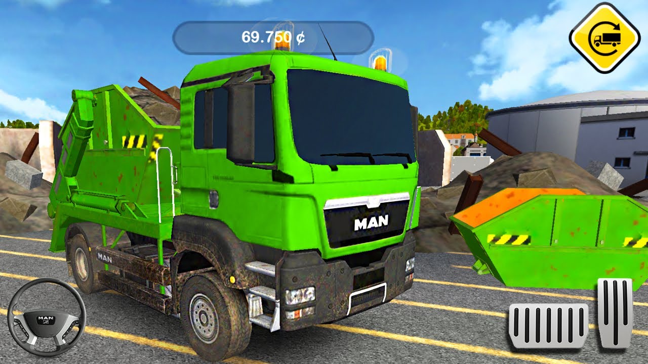 Construction Simulator 2014 Bölüm #19 | Green Garbage Truck Collect Container | Çöp Kamyonu Oyunu