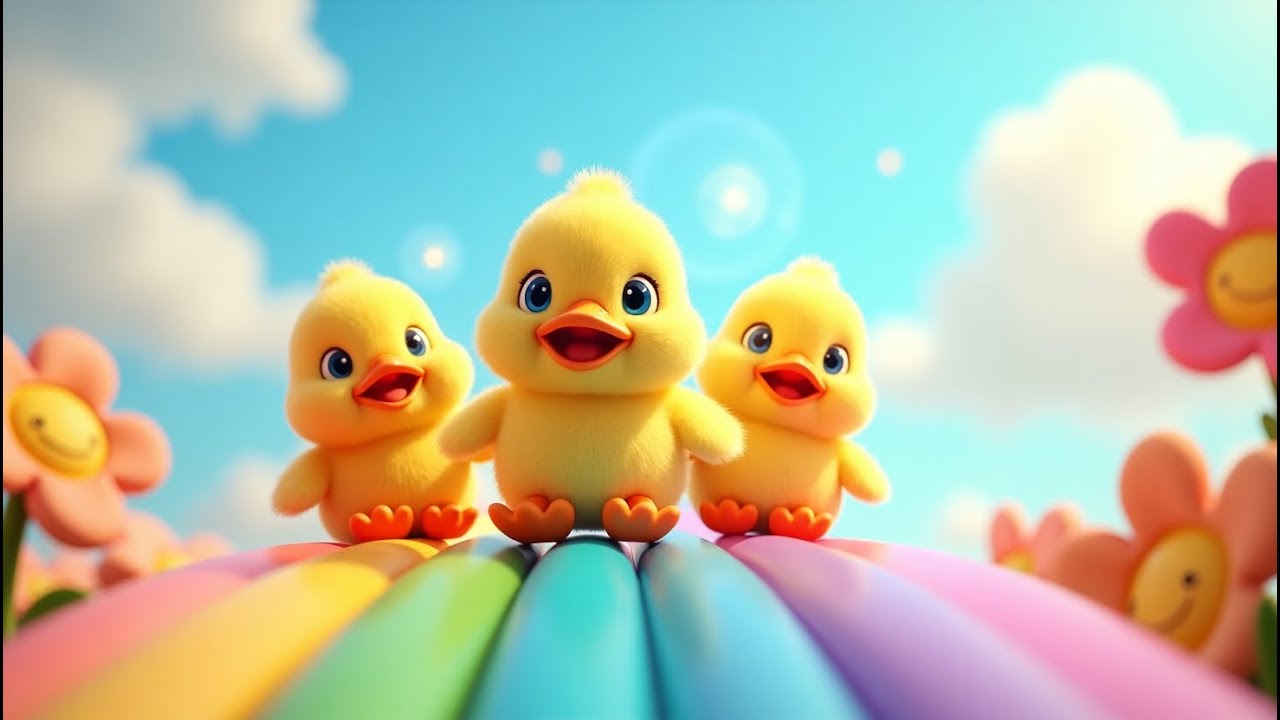 🌈 Rainbow Slide Adventure | 3D Baby Ducklings Song | Magical Candyland Fun!