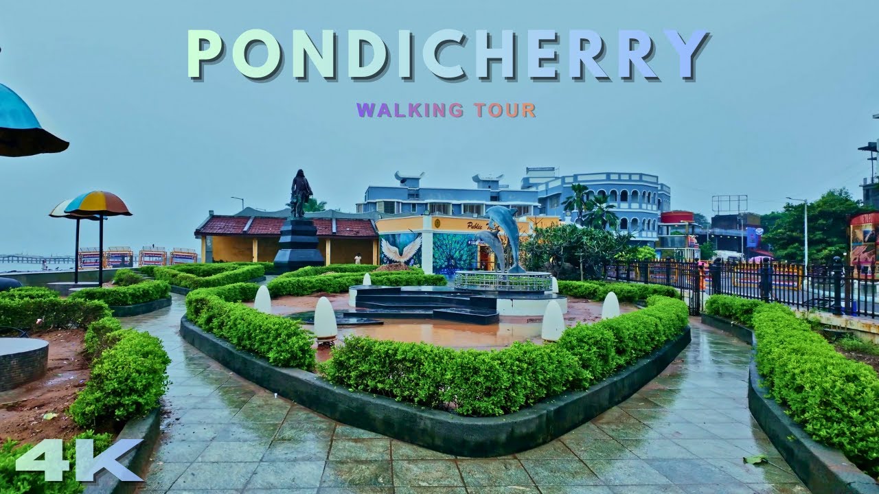 Sunday Morning Walk in Pondicherry 🌴 | Promenade Beach to White Town | 4K Walking Tour
