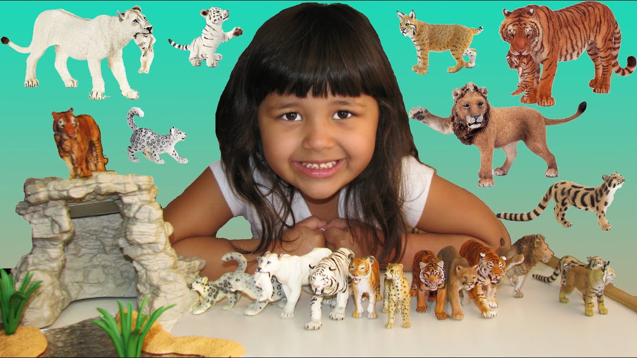 Happy Cute Animals Wildlife ZOO Big Cats Lion Tiger Cheetah Puma | Toy Animals for Kids