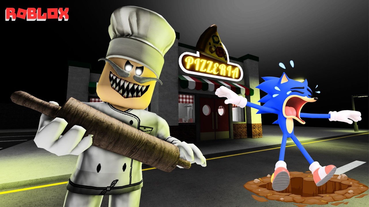 Sonic играет в Papa Pizza's Pizzeria, смешные моменты | ROBLOX
