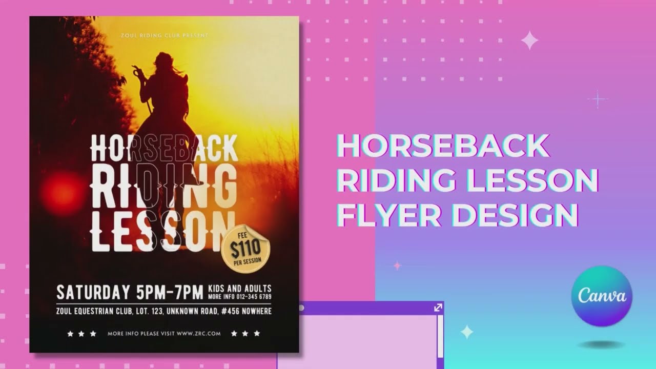 Easy Horseback Riding Lesson Flyer Design