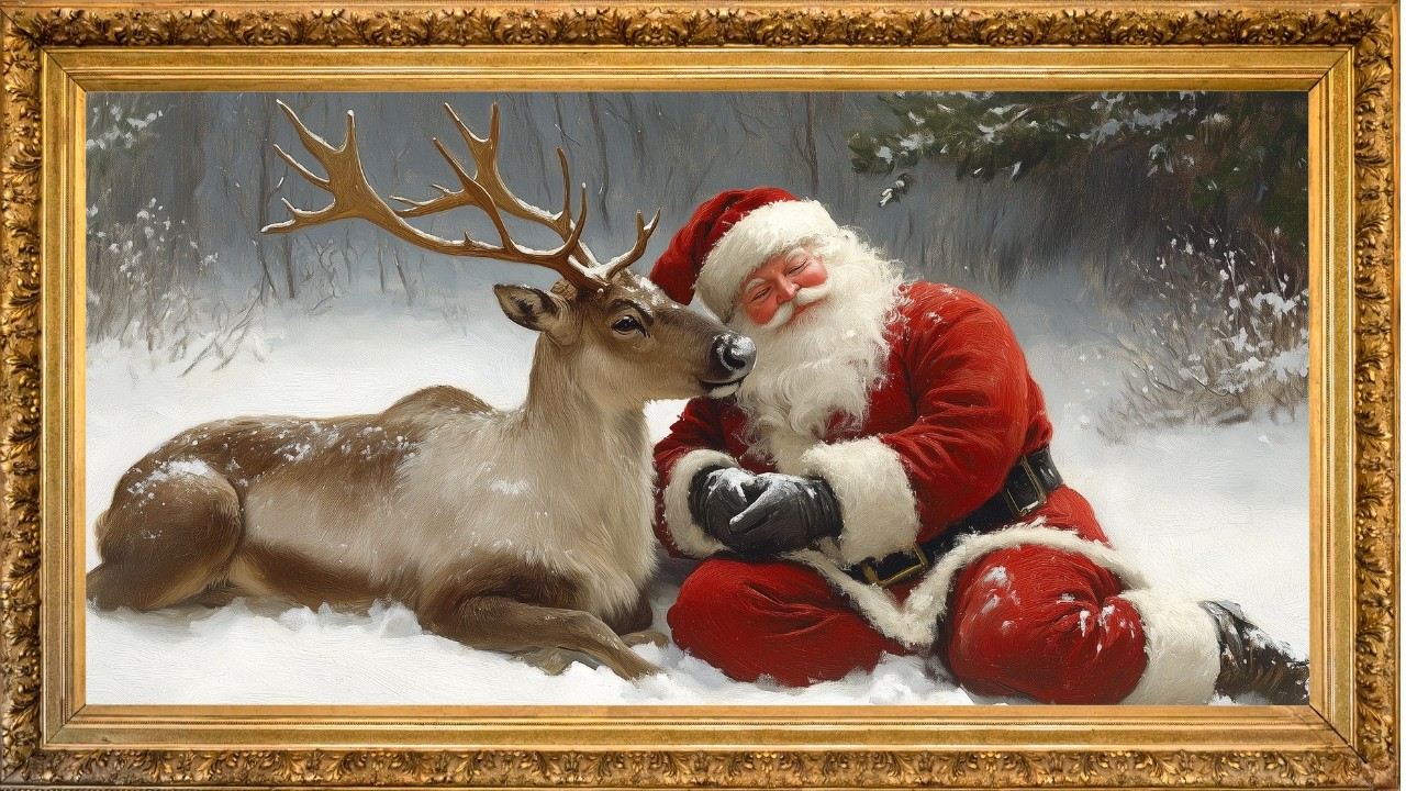 Holidays Santa Claus frame tv gallery wallpaper | Christmas tv screensaver | New Year music