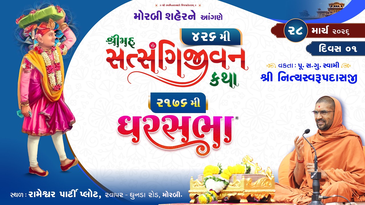 🔴 Live : Satsangijivan katha-426 @ Morbi  | Gharsabha-2176 | P.Pu.Sd.Swami Shree Nityaswarupdasji