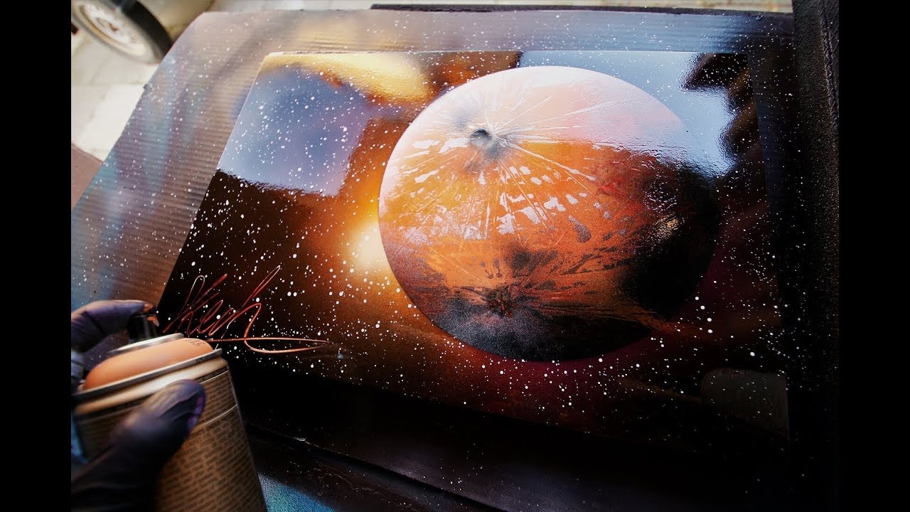 Crater planet SPRAY PAINT ART by Skech