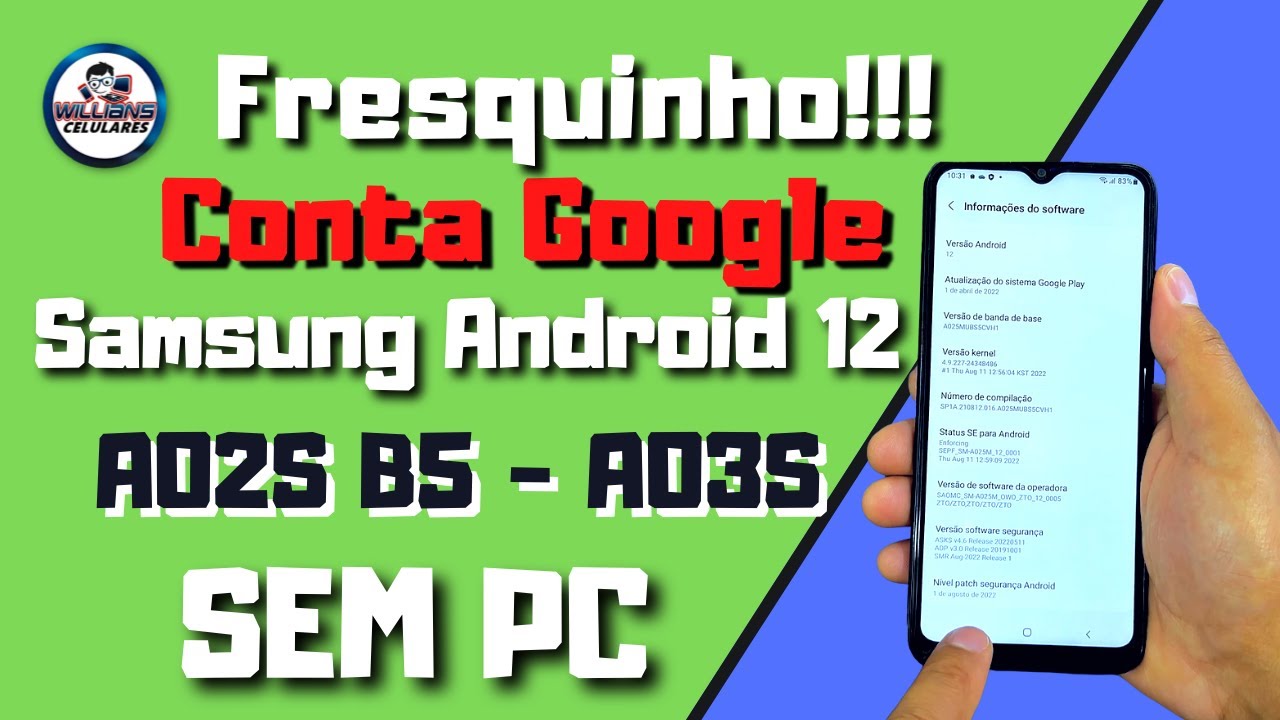 NOVO MÉTODO RÁPIDO! DESBLOQUEAR CONTA GOOGLE A02s ANDROID 12 BINÁRIO 5 4 3 / A03S / A23 , SEM PC