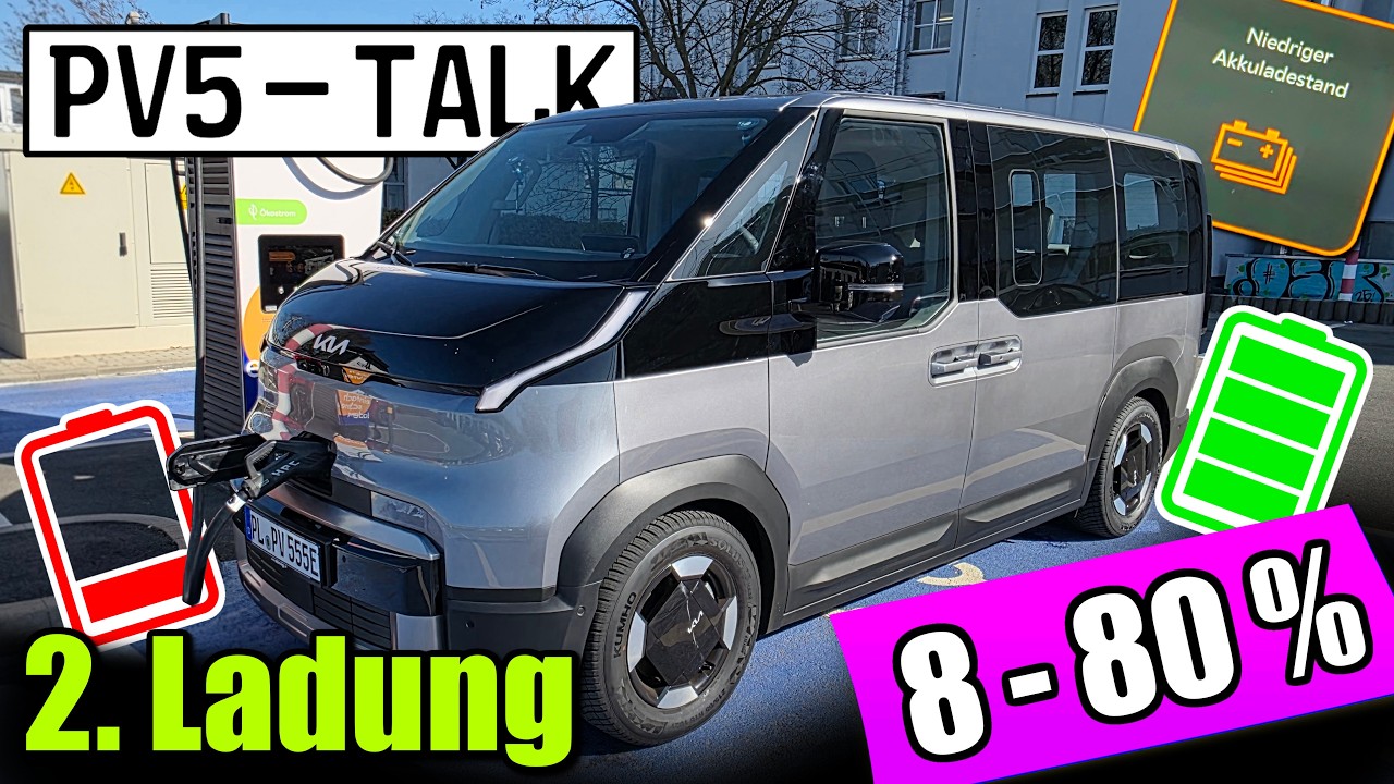 Kia PV5: 8 - 80 % Ladung! Schafft er jetzt die 150 kW? Daten Infos deutsch 2026 Test HPC EnBW Charge