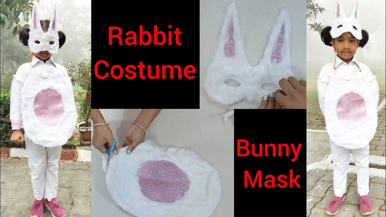 How to make Rabbit costume at home |Rabbit/Bunny Mask making | Fancy dress costume for kids | Diy |