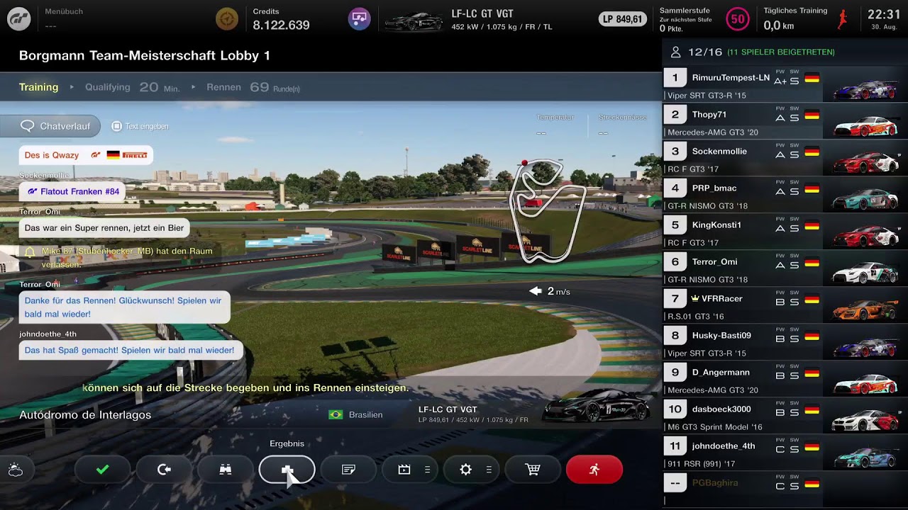 2 Borgmann GT7 Team Meisterschaft, Rennen 3 , Lobby 1