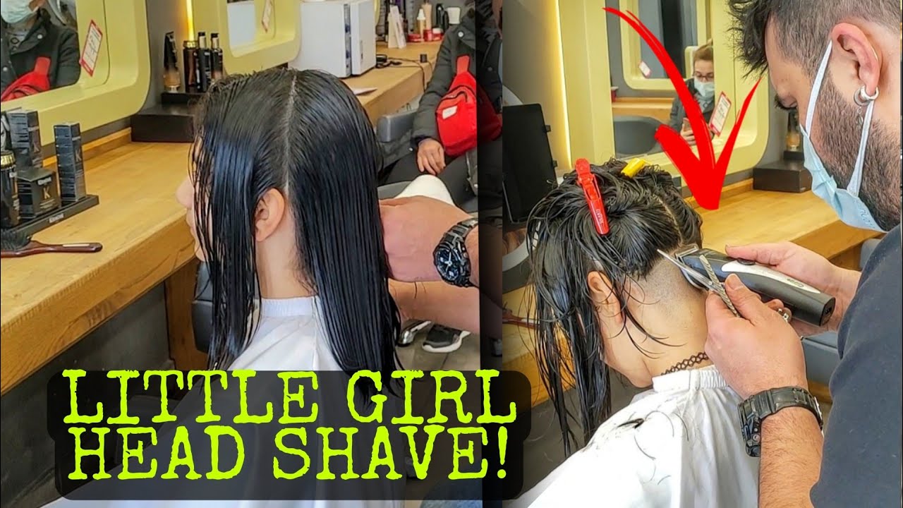 😍 LITTLE GIRL HEAD SHAVE 😍😍 LONG TO SHORT HAIRCUT FOR GIRL