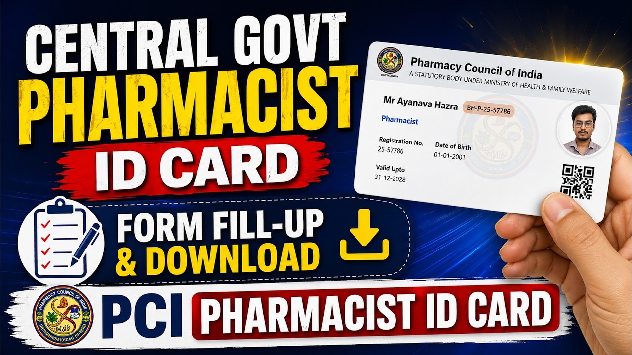 Central Govt. Pharmacist ID Card || Apply Now || PCI Pharmacist ID Card Download