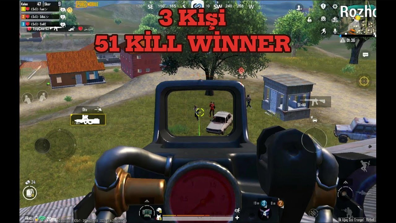 HARİTANIN YARISINI SİLDİK! 3 Kişi 51 KILL! #pubgmobile