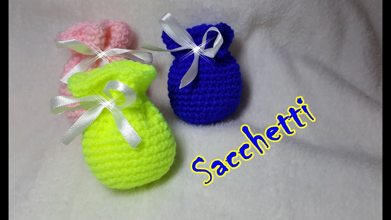 Sacchetto portaconfetti fai da te all'uncinetto - idea bomboniera compleanno - crochet tutorial