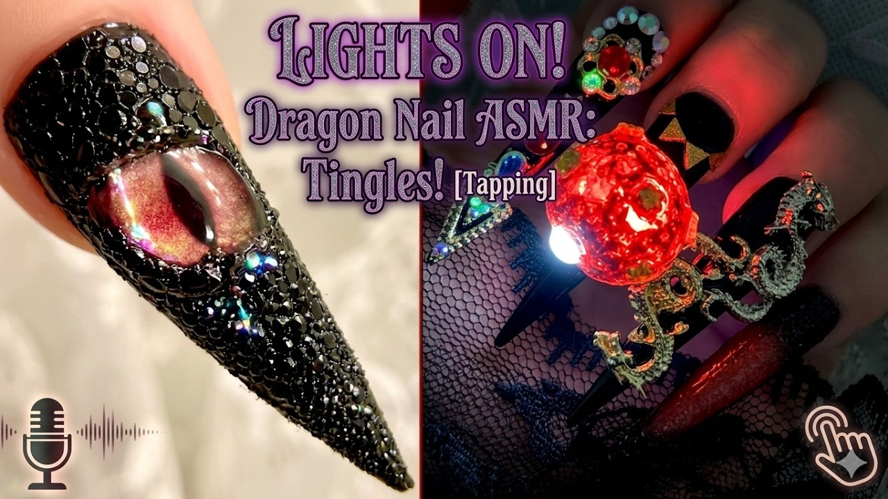 Dramatic Dragon Nail Art Design - Light Up Nail Art Tutorial - asmr - nail art tutorial