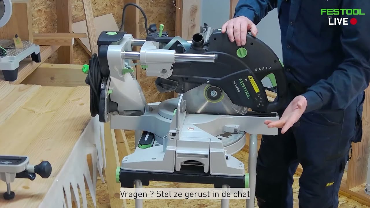 Festool LIVE [NL]🔴 - Onze 2 afkort-verstekzagen KAPEX 60 en 120 & de plintenzaag SYM 70