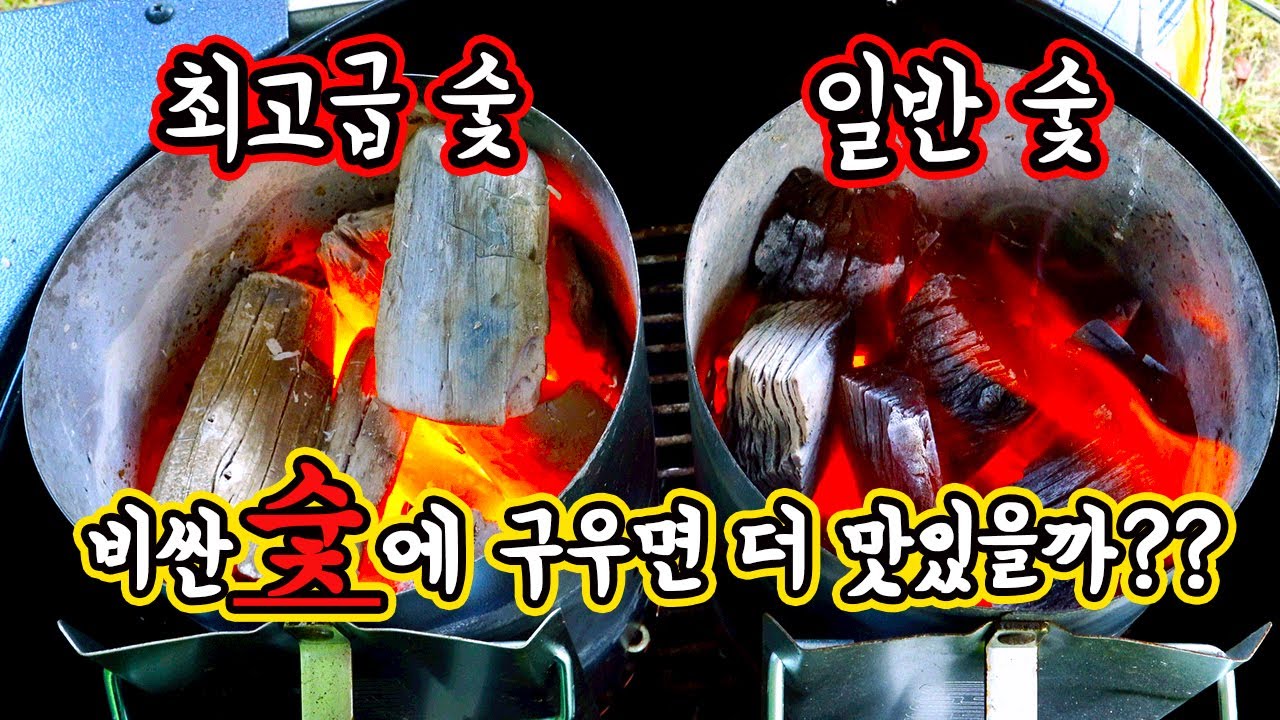 비싼 숯에 구우면 더 맛있을까?  립아이 스테이크 최고급숯과 일반숯 동시에 직접비교