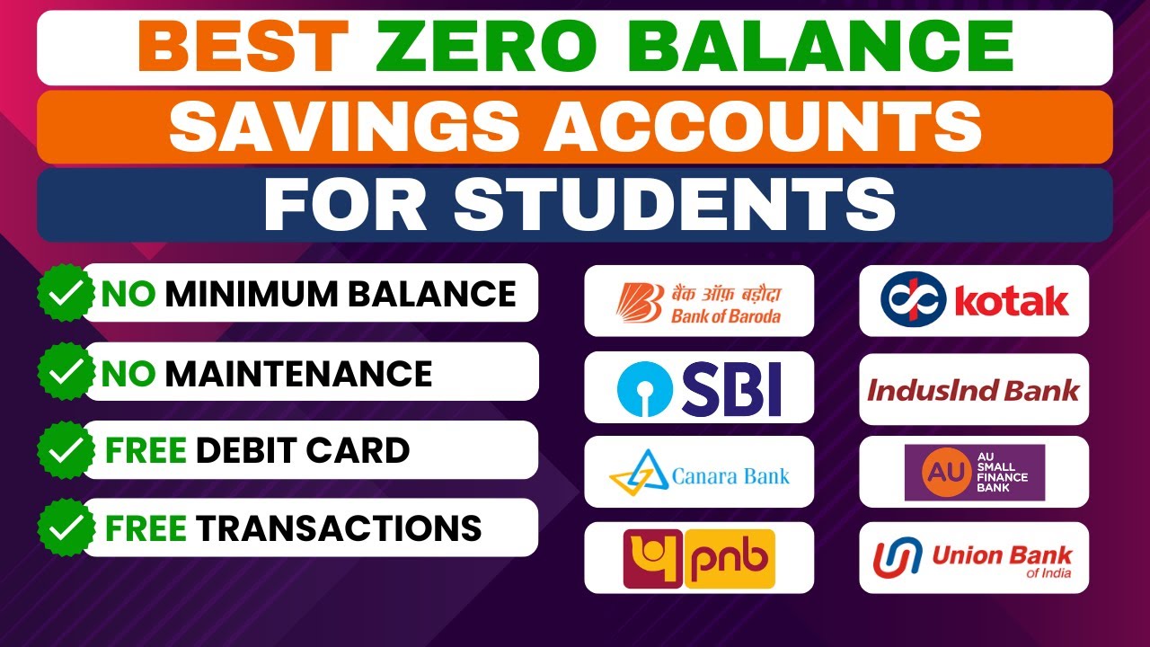 Best Zero Balance Bank Accounts For Students | Savings Account For Students