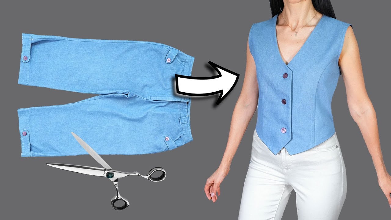 Как легко переделать старые джинсы в стильный жилет! Miarti 🧵✂️