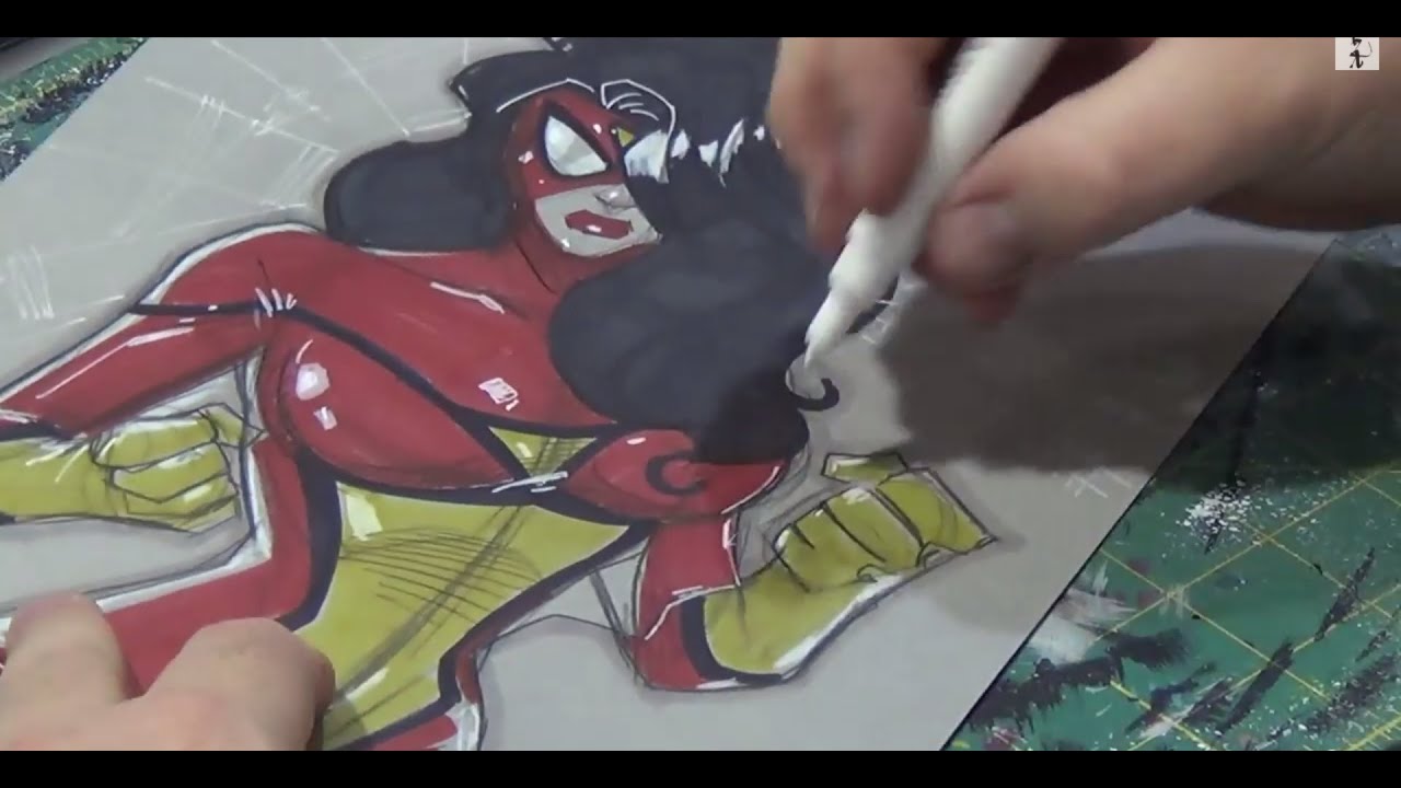 Tom Hodges drawing Spider-Woman
