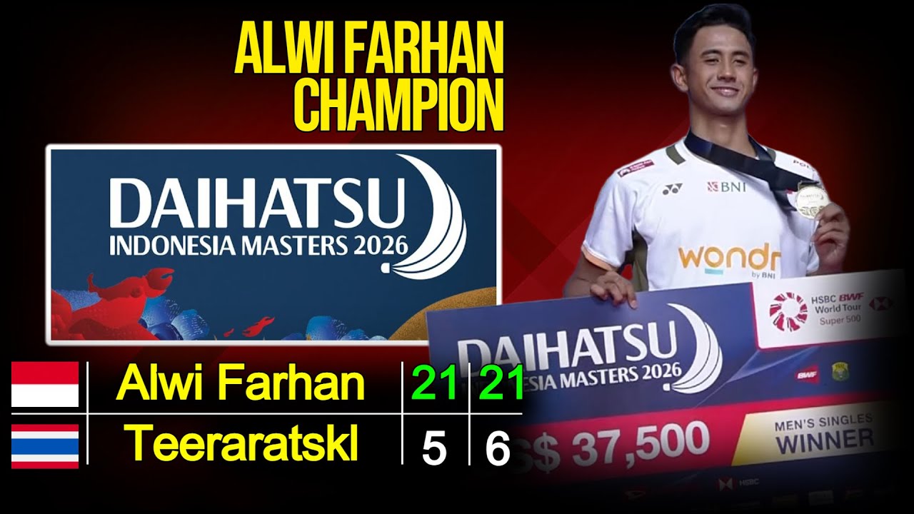 Alwi Farhan vs Teeraratsakul (Tha) | Final Indonesia Masters 2026 | Live Badminton Reaction + Score