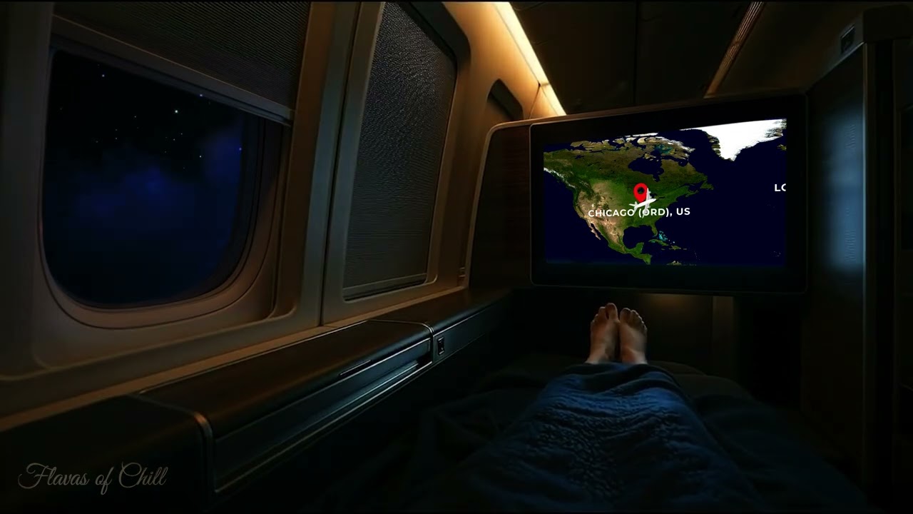 POV: You’re Flying First Class to London | Dark Overnight Flight Ambience | Flight Map