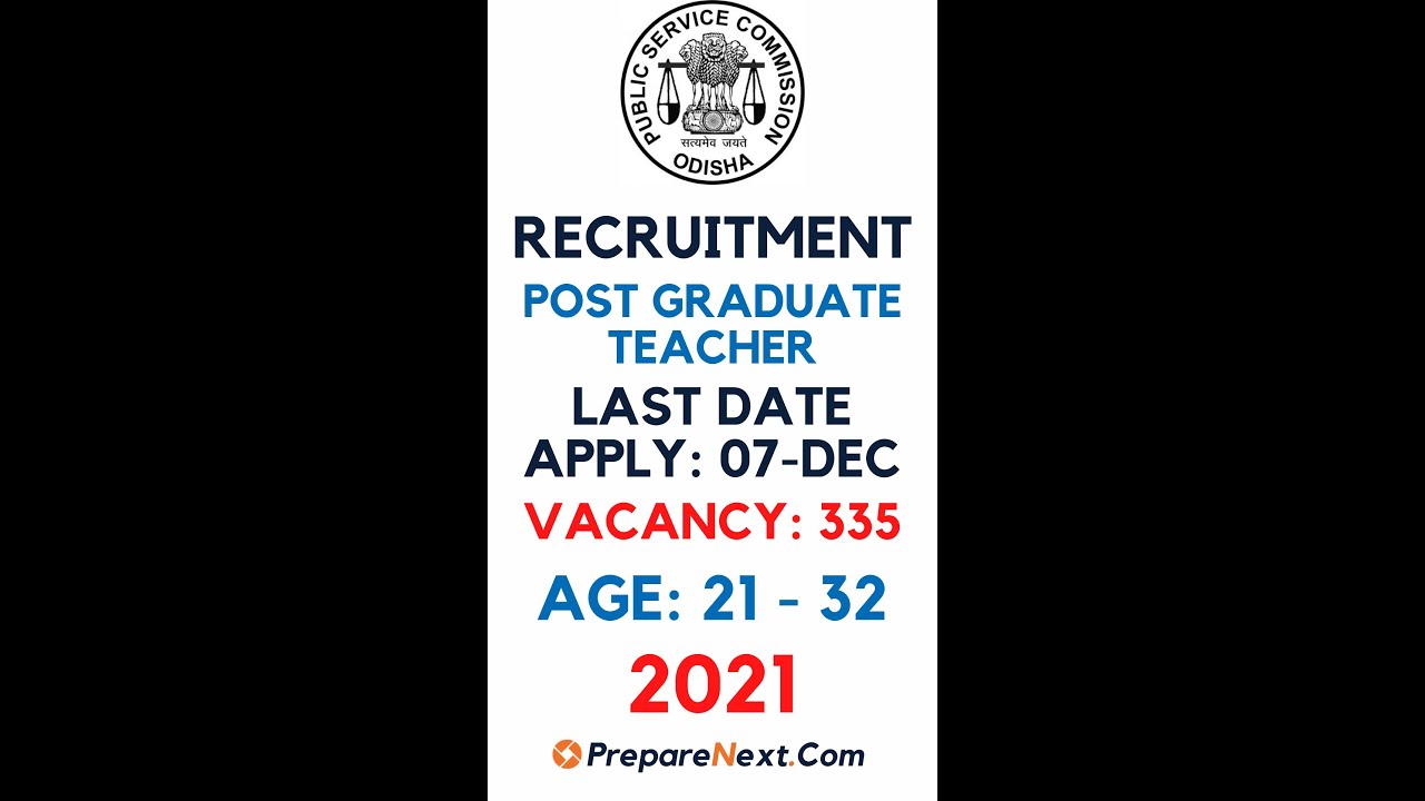 OPSC Recruitment 2021 | Post Graduate Teacher
