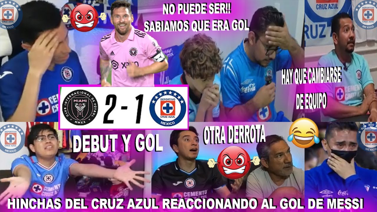 AFICIONADOS DEL CRUZ AZUL REACCIONANDO AL GOL DE MESSI EN EL INTER MIAMI VS CRUZ AZUL (2-1)