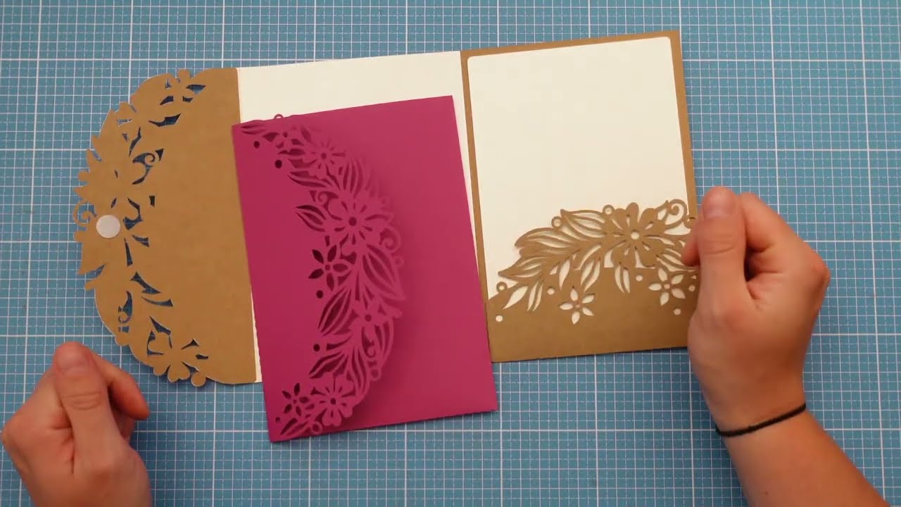 Umschlag-Karte Blumen, Passepartout-Karte Herzen und WIP