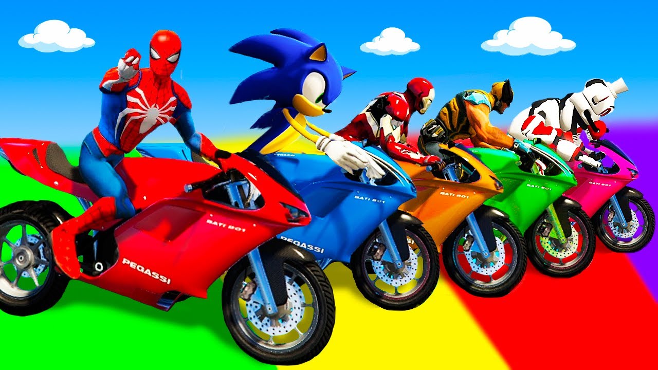 الرجل العنكبوت انقاذ باتمان Spider-Man Rescue batman vs iron man vs venom on Motorcycle funny GTA