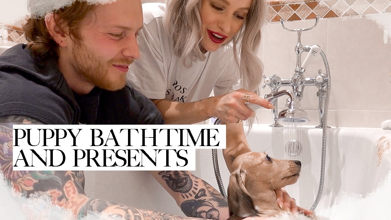 PUPPY BATHTIME AND HOW IM WRAPPING MY CHRISTMAS GIFTS | INTHEFROW