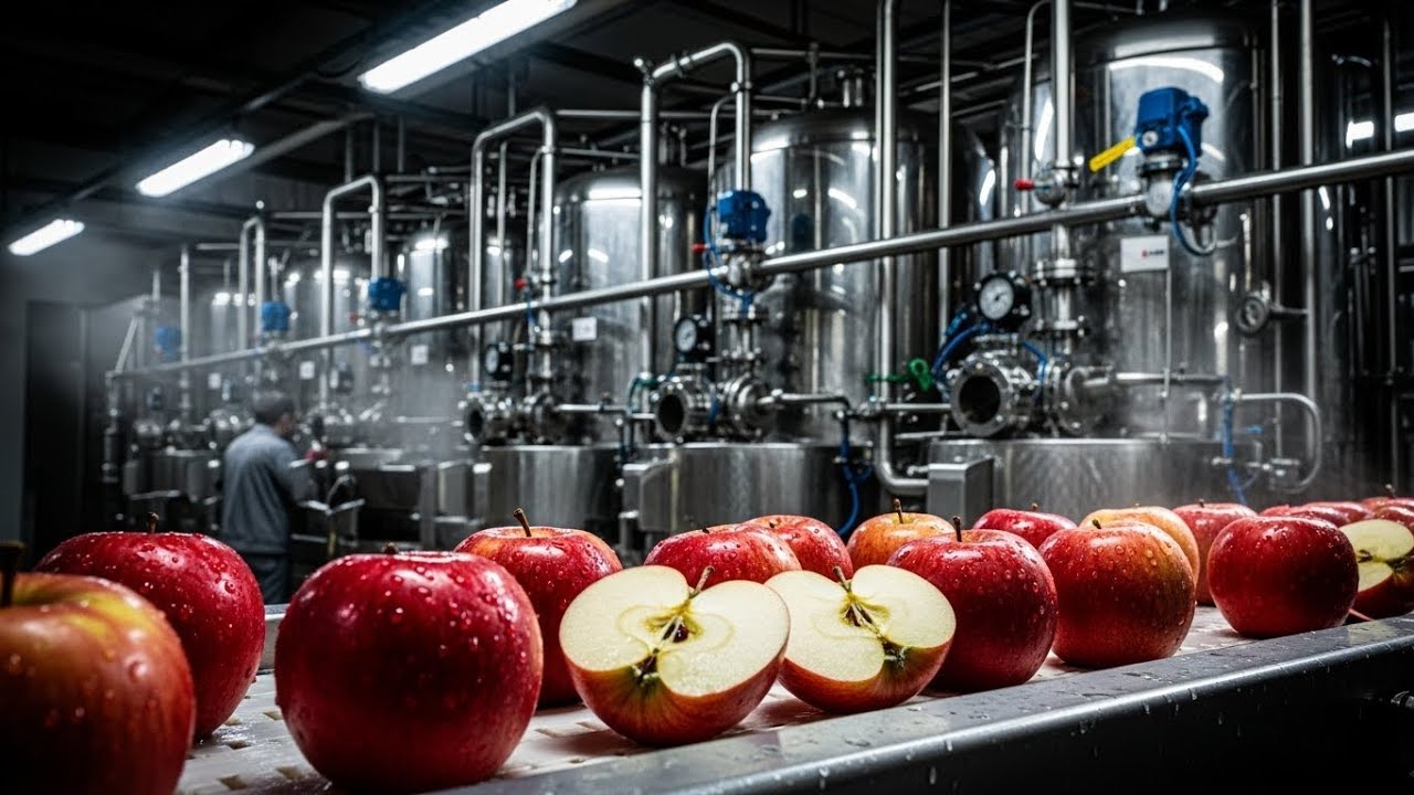 Inside a Massive Factory Watch How Apple Juice Is Made Step by Step