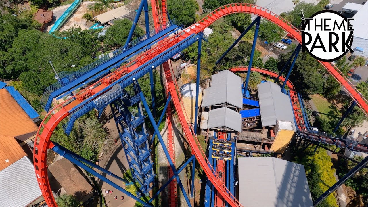 SheiKra Front Row 5k 60fps POV On-Ride Dive Coaster at Busch Gardens Tampa Florida