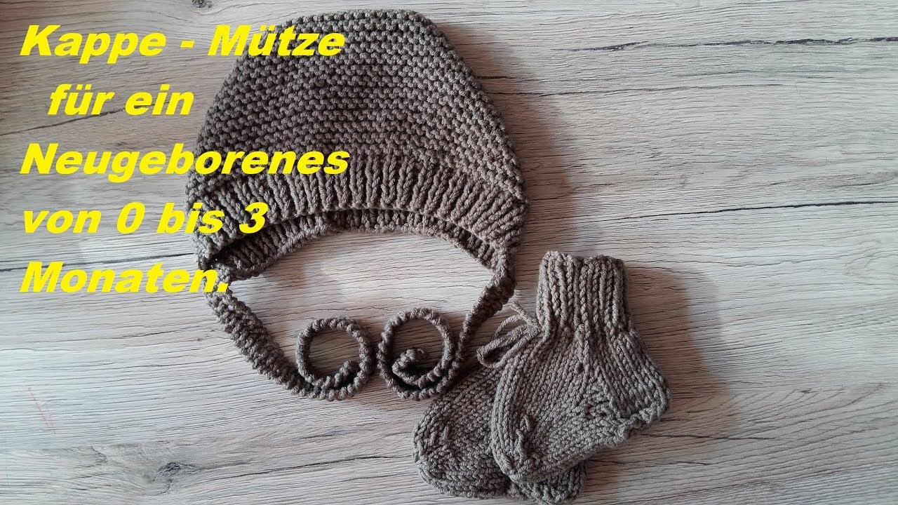 297*Kappe - Mütze für  ein Neugeborenes von 0 bis 3 Monaten*Tutorial