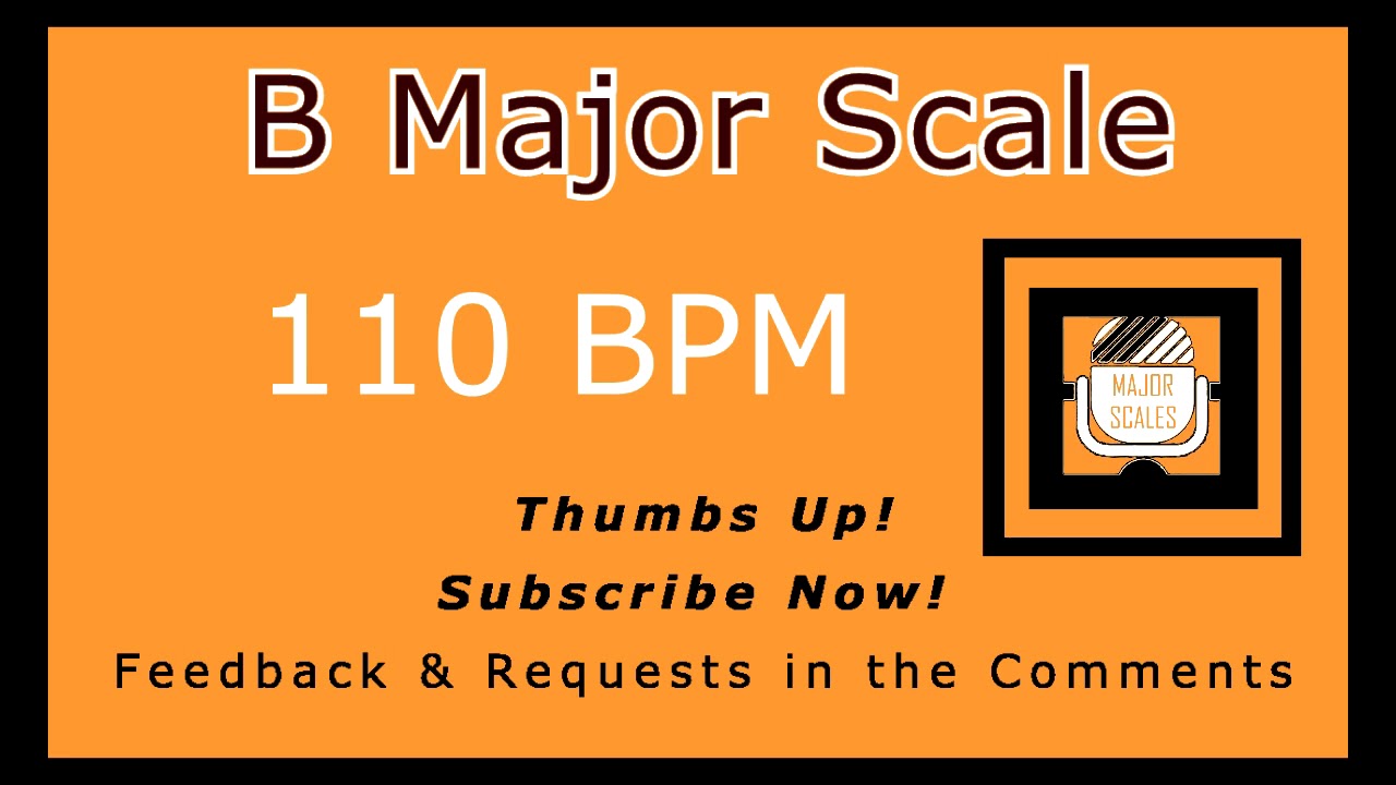 Learning Major Scales: B Major (Tempo 60 bpm to 180 bpm)