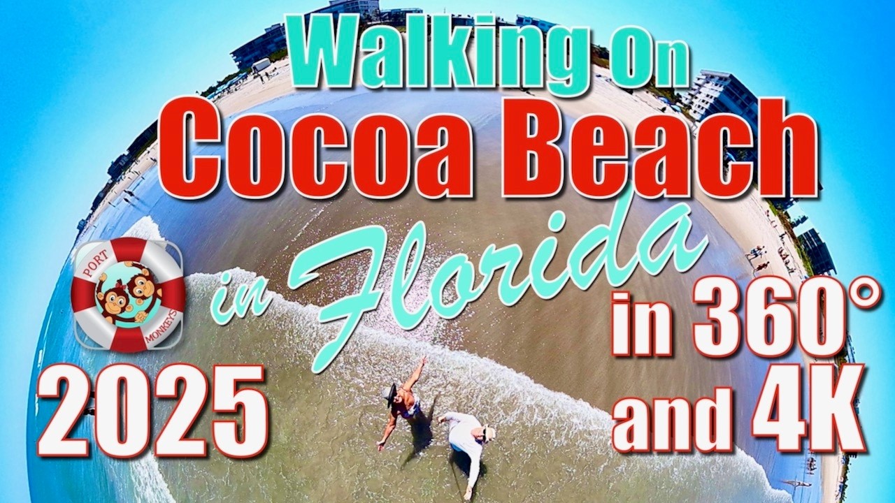 360° Walking on Cocoa Beach in Florida in 4K