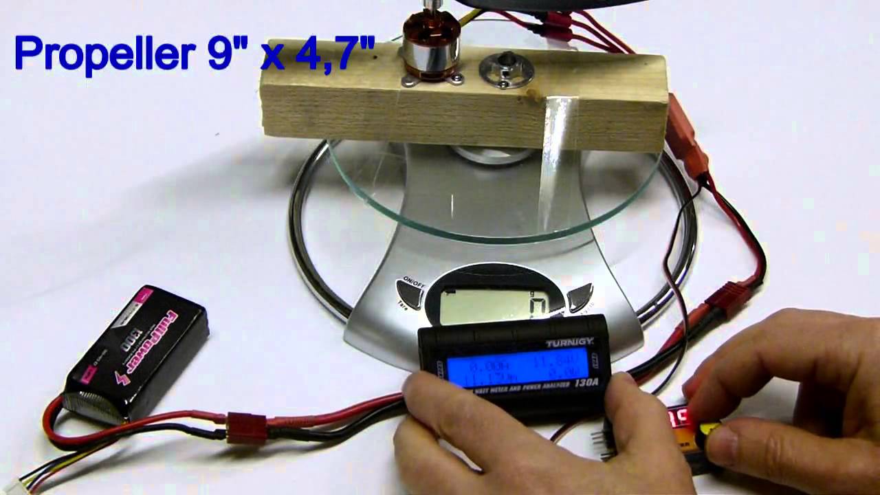 Brushless Turnigy 2826-10 1400KV Bench Test - Thrust measure - Quick and dirty
