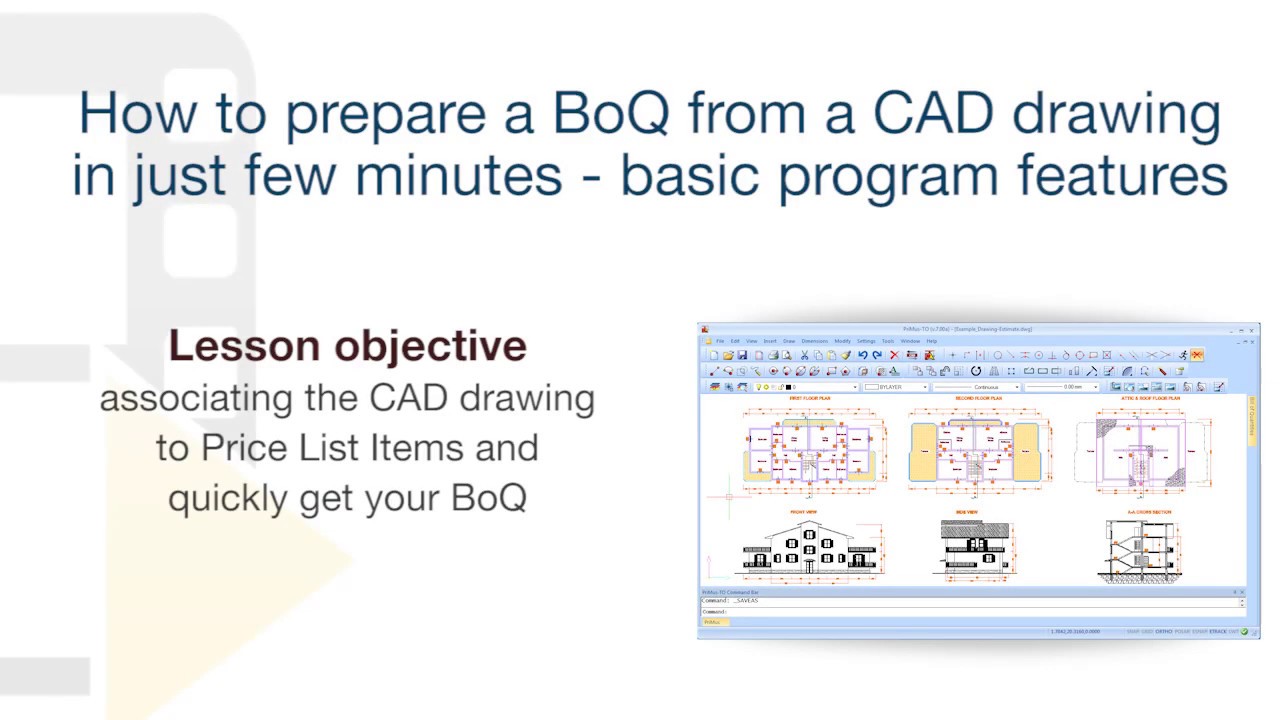 PriMus TAKEOFF Tutorial- How to create a BoQ from a CAD drawing in just a few minutes- ACCA software