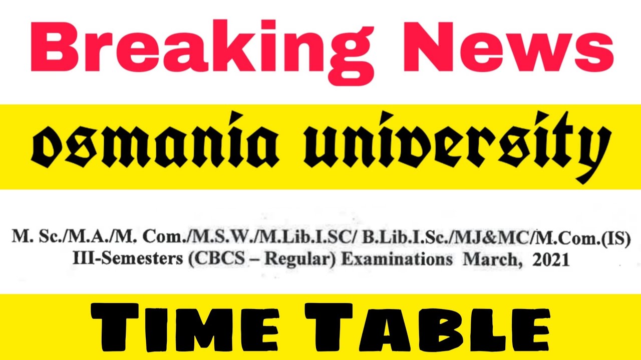 Pg exams time table OU | Msc exam timetable| MA exam time table | Mcom exam time table | pg 3rd sem
